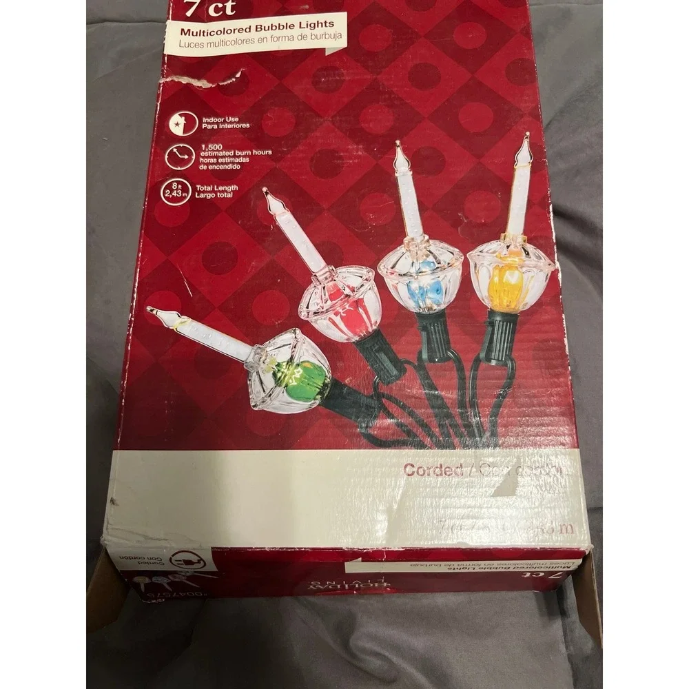 Holiday Living 7 Ct Multicolor Bubble Lights Christmas String‎ Lights Tested Box
